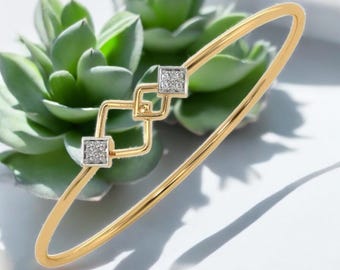 Moissanite Diamond Sterling Silver Square Link Bracelet