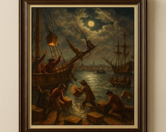 Lámina del Motín del Té de Boston / Arte mural de la Revolución Americana (Descarga digital)