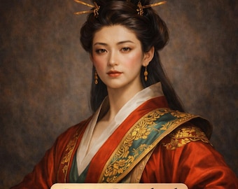 Wu Zetian Wall Art Print, op de Tang-dynastie geïnspireerd portret, Chinese keizerinkunst, luxe historisch decor, Instant Download