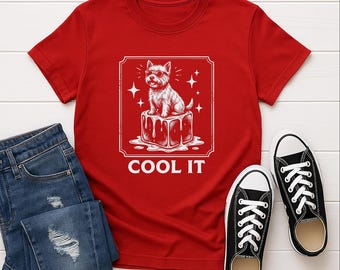 Westie 'Cool It' Shirt, Funny Dog Shirt, Retro Westie Graphic Tee, Dog Lover Gift, Cute Dog Shirt, Unisex, Dog Graphic T-Shirt