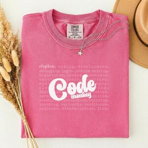 Code Monkey Personalized T-Shirt | Programmer Typography Tee, Coding Humor, Comfort Colors® Unisex Gift, Geek, Coder Tee, Developer