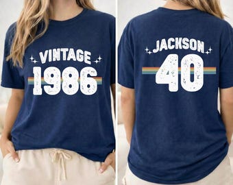 Vintage 1986 Name T-shirt | Personalized 40th Birthday Tee, Custom 40th Birthday T-Shirt, Retro Style, Mom Gift, Dad Gift, Birthday Tee