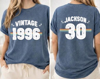 Vintage 1996 Name T-shirt | Personalized 30th Birthday Tee, Custom 30th Birthday T-Shirt, Retro Style, Mom Gift, Dad Gift, Birthday Tee