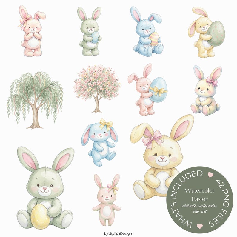 Watercolor Easter Clipart Bundle – PNG Set – Pastel Spring Graphics ...