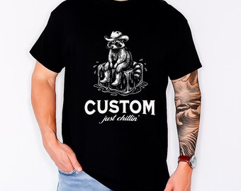Personalized Raccoon Chillin' Shirt, Retro Graphic Tee, Custom Raccoon Lover Gift, Cute Raccoon Shirt, Unisex Custom Name Graphic T-Shirt