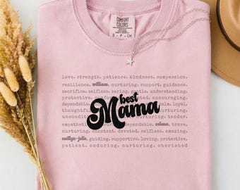 Personalized 'Best Mama' script logo T-Shirt | Mother's Day typography tee, Comfort Colors® Birthday Gift, Mother, Mom, Mama, Mum, Sister