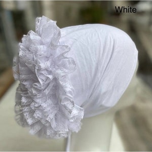 Bruids grote Lycra Jersey sjaal hijab tulband, ivoor en witte kleuropties hijab, bruidssjaal voor moslim bruid, bescheiden eenvoudige bruids tulband White with Bonnet