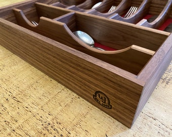 Wooden Cutlery Tray in Walnut