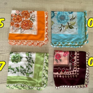 Vintage Turkish Oya Yazma Headscarf | Handmade Needle Lace Set of 4 | Authentic Traditional Scarf