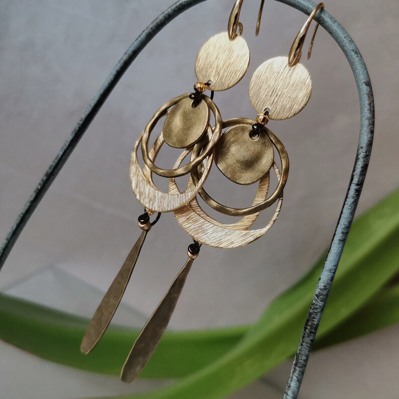 Long Bronze Earring for Women Ethnic Dangling Earring Modern Long