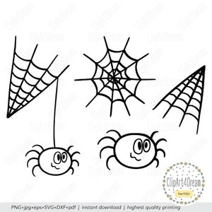 Spider with Spider Web SVG Halloween svg Spider Web clipart DXF Cut Files Cricut Silhouette Studio cutting file PDF png