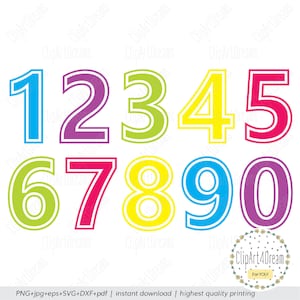 Outline Numbers SVG Birthday Girl Boy Svg clipart cutting files font cut file for Silhouette Cricut DXF png digital download PDF