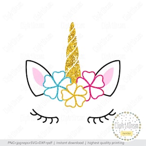 Unicorn horn SVG file for cricut, Unicorns horn  with ears sublimation clipart Svg Cutting files for Silhouette dxf png pdf