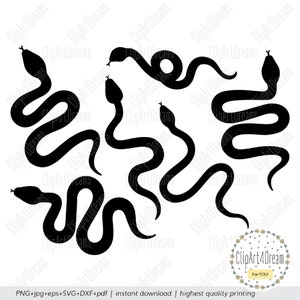 Snake SVG, Reptile Python svg clipart Arquivos de corte de cobras para arquivo de corte Cricut Silhouette DXF PDF