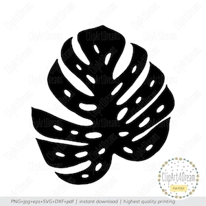 Monstera SVG Tropical plants leaves Svg Monstera leaf Silhouette Cricut cutting file cut files for Cricut DXF PDF