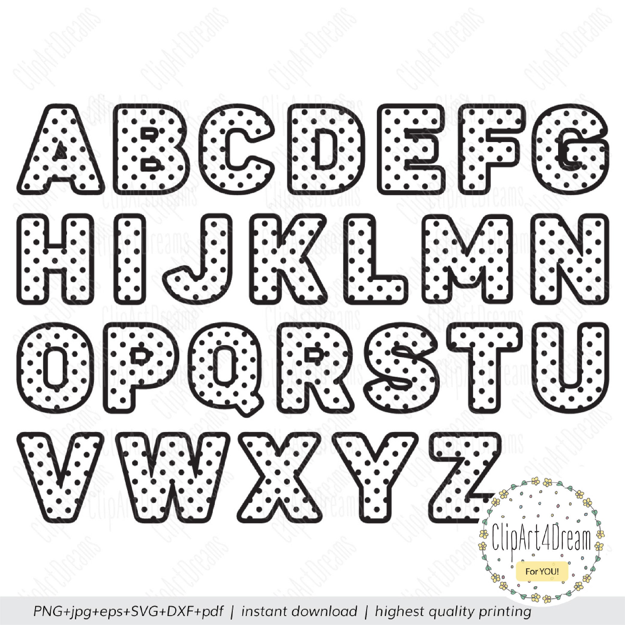Polka Dot Alphabet SVG, Polka Dot Letters Font Svg Files Easter
