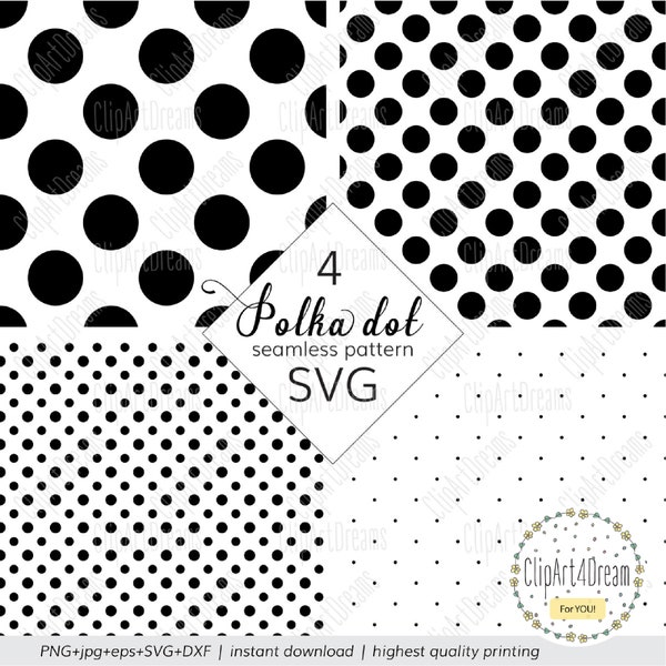 Polka dot pattern SVG,  Seamless Polka dot Pattern svg Patterns Polka dots Overlay PNG DXF svg cut files for Cricut Silhouette cutting file