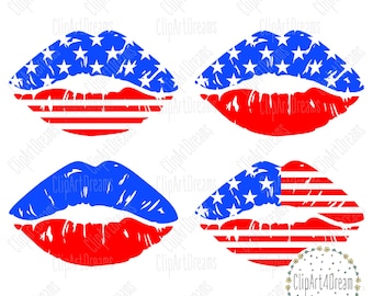 American flag lips SVG, Patriotic lips svg, America Kisses cutting file United States svg cut files for Cricut Silhouette PDF