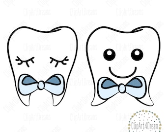 Tooth fairy SVG, Teeth svg, Tooth fairy outline bag Boy svg dental bags clipart Cut Files Cricut Silhouette Studio DXF File PDF