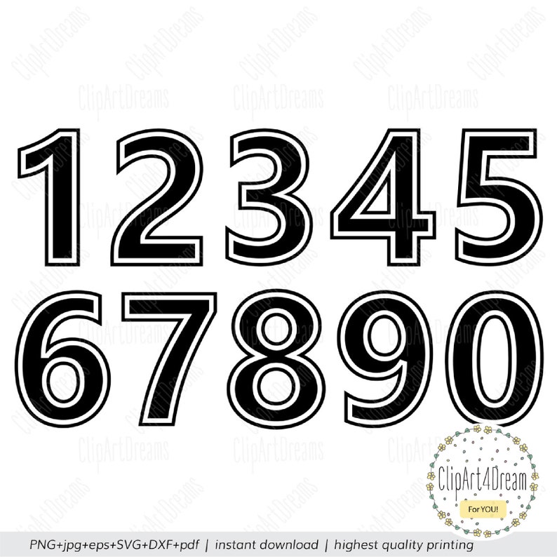 Outline Numbers SVG Birthday Girl Boy Svg Clipart Cutting Files Font ...