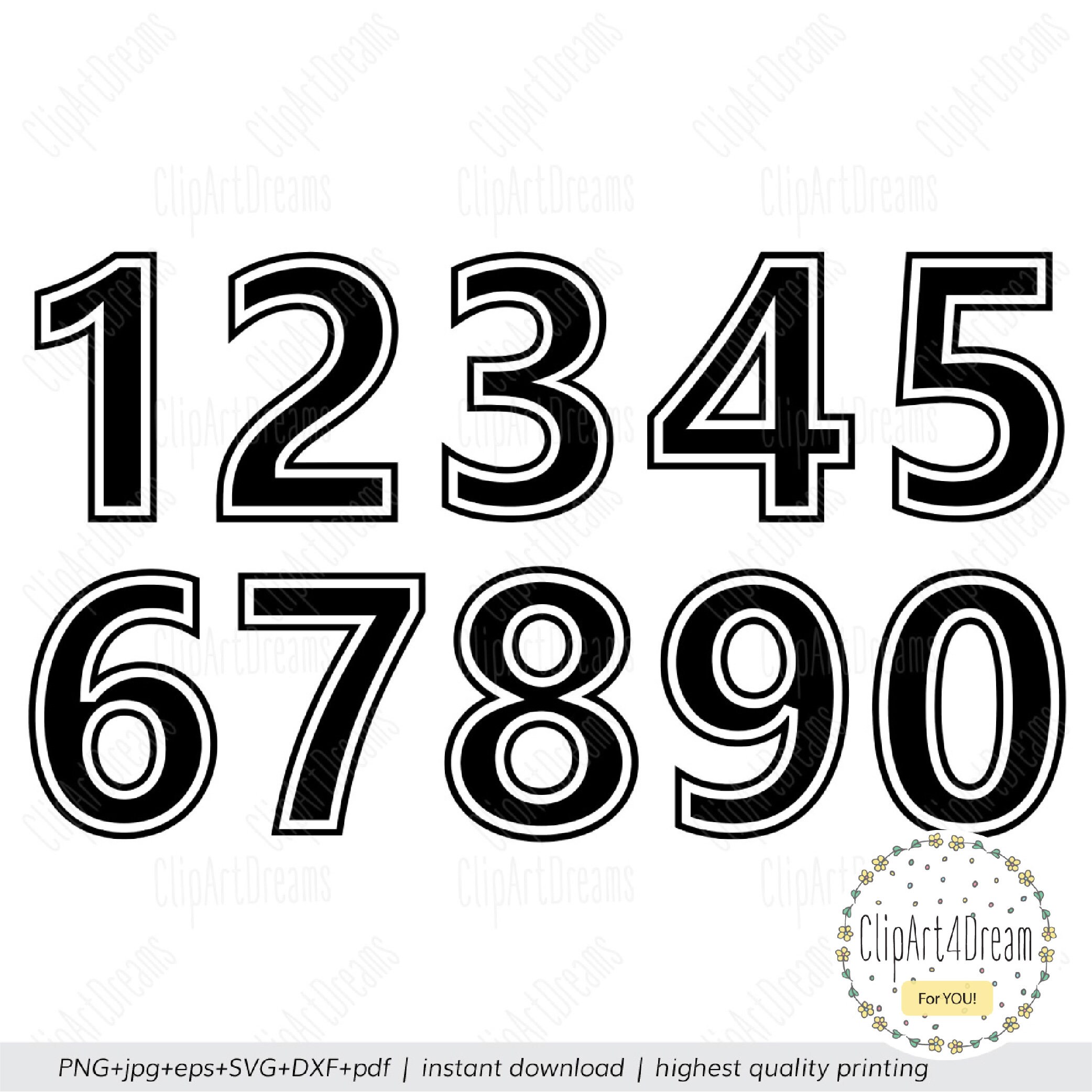 Goopy Numbers Outlines Outline Numbers SVG Birthday Girl Boy Svg Clipart Cutting Files Font ...
