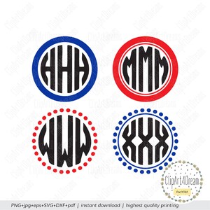 Cercle Monogramme Alphabet SVG, Police Monogramme Rond DXF Lettres svg fichiers de découpe pour Silhouette Cricut fichier coupé 4 image simple PDF