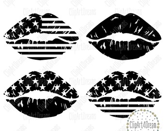 Patriotic USA lips SVG, American Kiss svg, America cutting file United States svg cut files for Cricut Silhouette PDF
