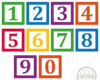 Building block numbers SVG Toy blocks font Baby birthday Boy Girl Svg cutting files clipart for Silhouette Cricut cut file DXF pdf