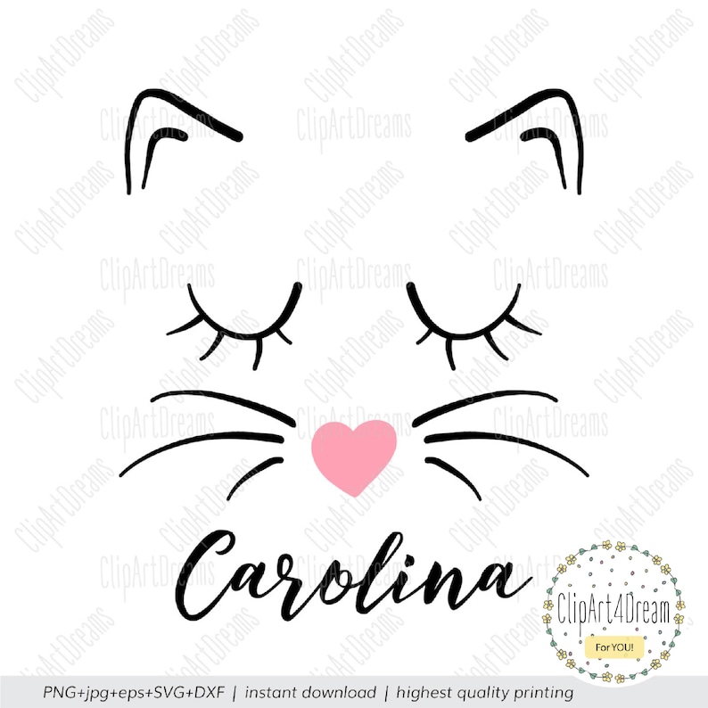 Kitty Face Monogram Svg Cat Ears SVG Kitty Face SVG Kitten Etsy