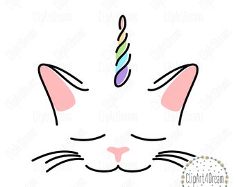 Caticorn SVG, Unikitty Kitticorn Svg PNG clipart Cadeau amoureux du chat, fichier svg cut Unicorn party, Fichiers de coupe Silhouette Cricut dxf PDF