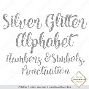 PNG Silver Glitter Letters, Sparkle Clip Art, Letters Alphabet