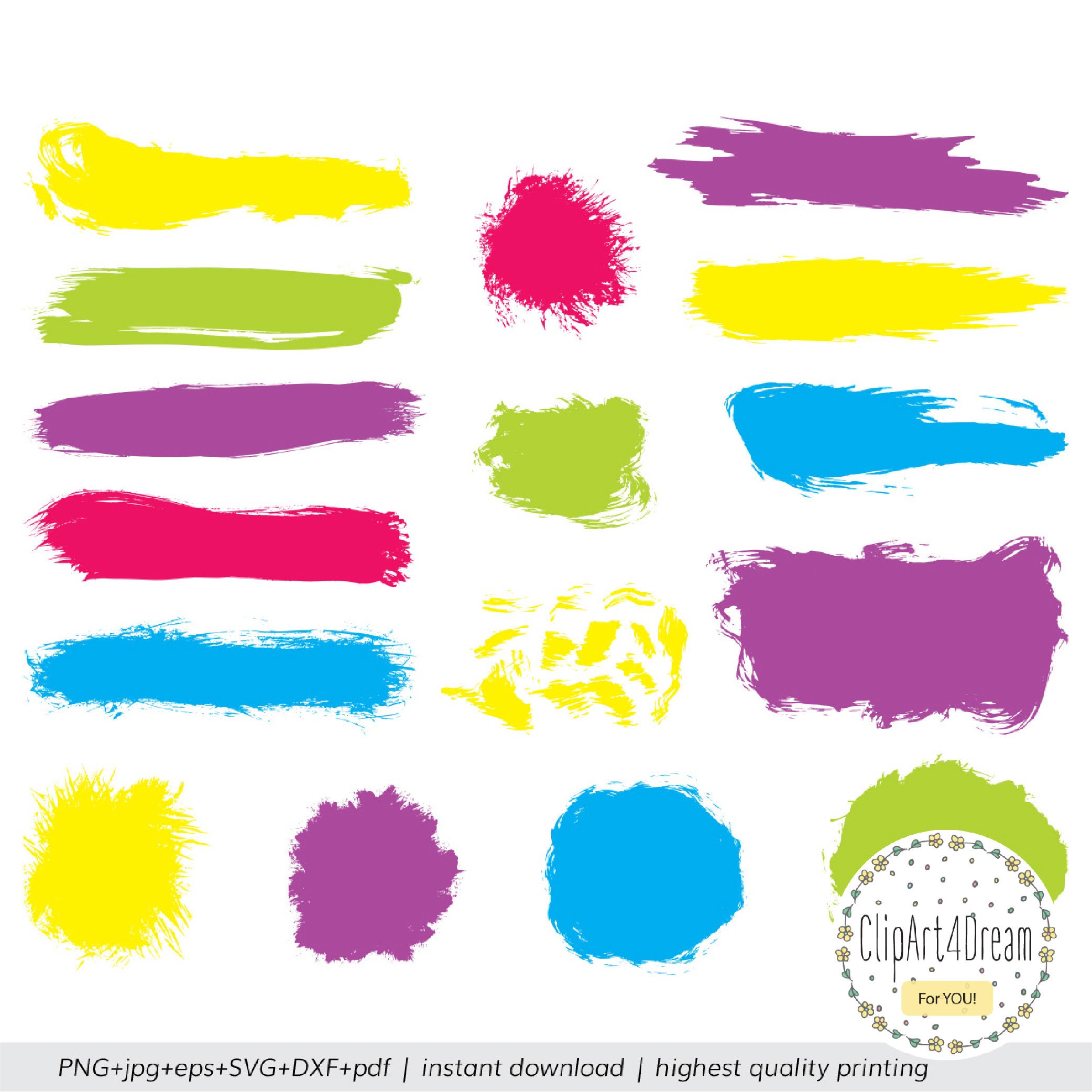 Paint Brush Stroke Svg Banner Splatter Bundle Svg Cut Files Etsy