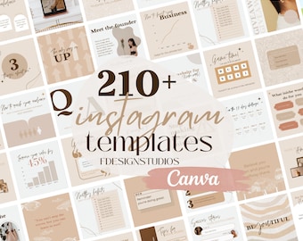 210+ Neutral Instagram Templates | Brown Caramel Feed (Canva)