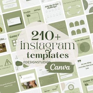 210 Instagram templates | green canva templates | sage Instagram feed