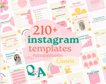 Pink Floral Instagram Templates | Social Media Canva Designs (Digital Download)