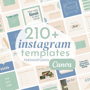 210 Instagram templates | neutral green Canva Templates | minimal cream Instagram feed