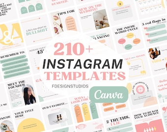 210+ Pastell Instagram Vorlagen: Minimalistischer Canva Feed (Digitaler Download)