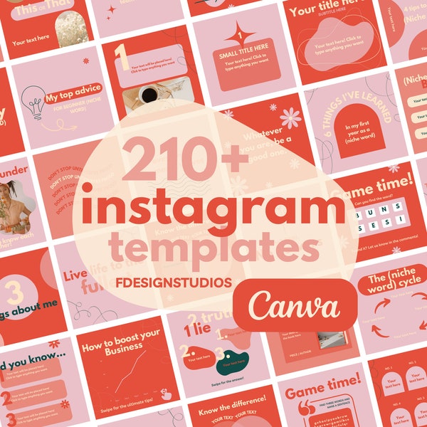 210 Instagram templates | Red Canva templates | Coral pink Instagram feed