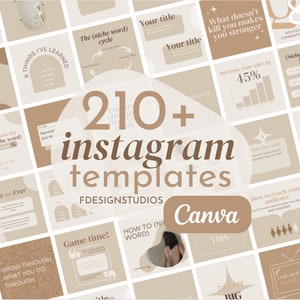 210 Instagram templates | Neutral Canva Templates | Brown minimal Instagram feed