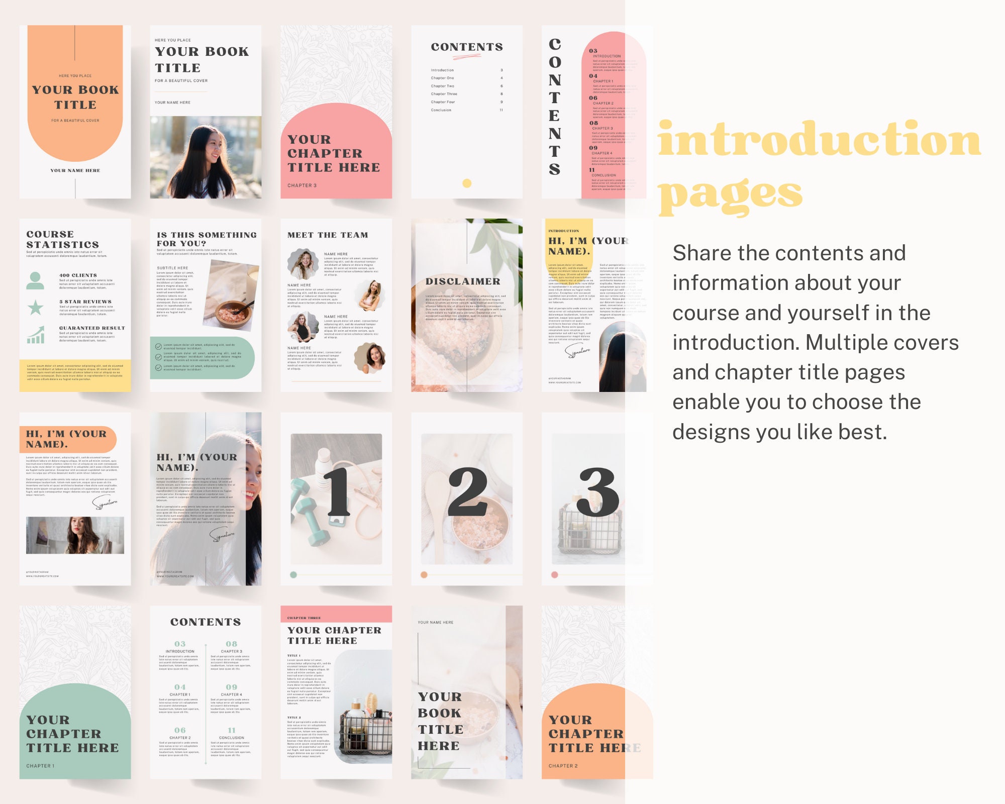Ebook Templates Pastel Canva Workbook Colorful Course Creator Ebook Etsy