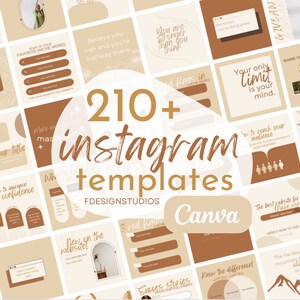 210 Instagram templates | Brown Canva Templates | Neutral Instagram feed
