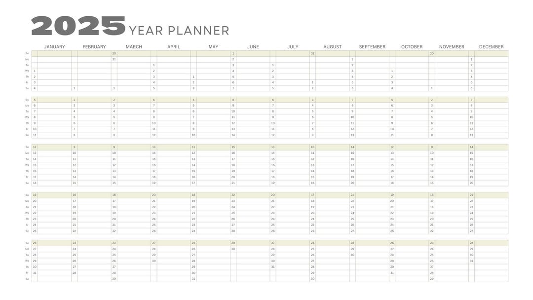 2025 Year Planner, Editable, Printable - Etsy UK