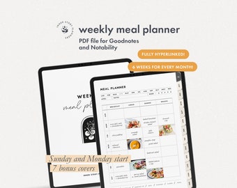 デジタル食事プランナー：Goodnotes 週間テンプレート（デジタルダウンロード）