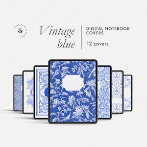 Vintage Blue Floral Digital Notebook Covers: Victorian Style (Digital Download)
