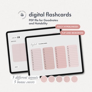 Digitale Karteikarten, 48 Schüler Karteikarten Notizbücher für Goodnotes und Notability, minimalistisches College-Studenten-Lernkarten-Notizbuch für iPad