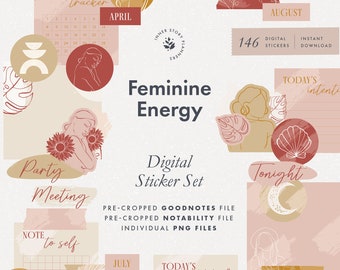 Feminine Energy Digital Stickers: Goodnotes Planner Stickers (146)