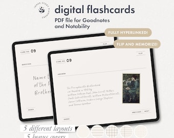Digital Flashcards: 48 Study Flip Cards for Goodnotes, Notability (PDF)