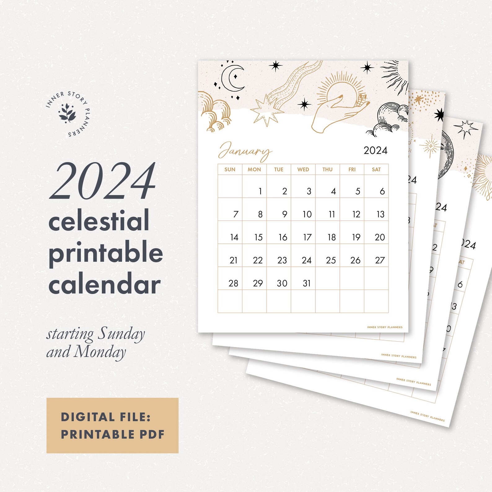 2024-printable-calendar-celestial-monthly-planner-vertical-sunday-and