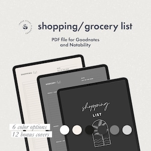 Minimalist Grocery List Template: Goodnotes Shopping Planner (Digital Download)