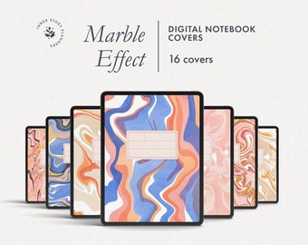 Marble Paint Digital Notebook Covers, Goodnotes Notability iPad (PDF)